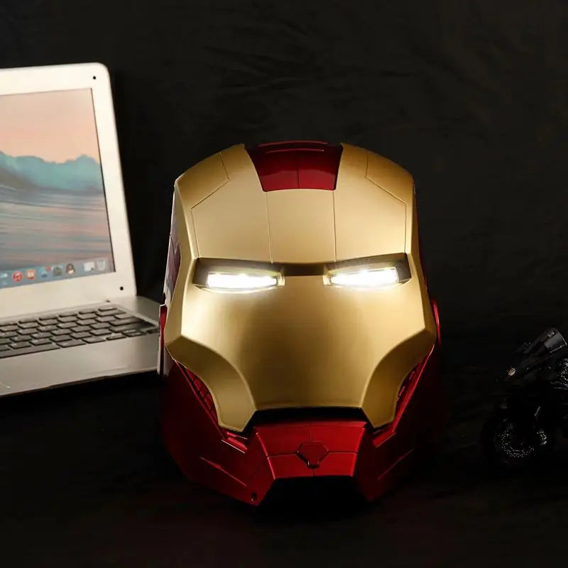 New 1:1 Scale Marvel Iron Man Electric Helmet Multi-Piece Set Manual Opening Multi-Mode Light Up Helmet Model Toy for Kids Gift