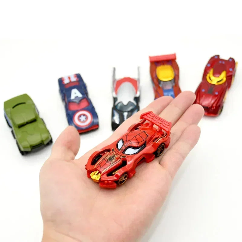 6Pcs/set Marvel Racing Cars Avengers Car Captain America Hulk Ironman Spiderman Venom Action Figures Kids Birthday Gift
